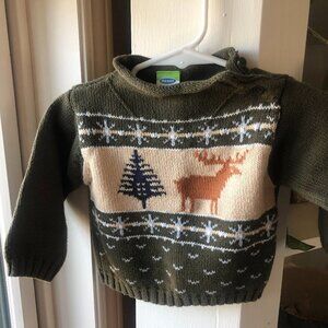 VTG OLD NAVY BABY BOY 6-12 MONTHS WINTER SCENE MOCK NECK SWEATER